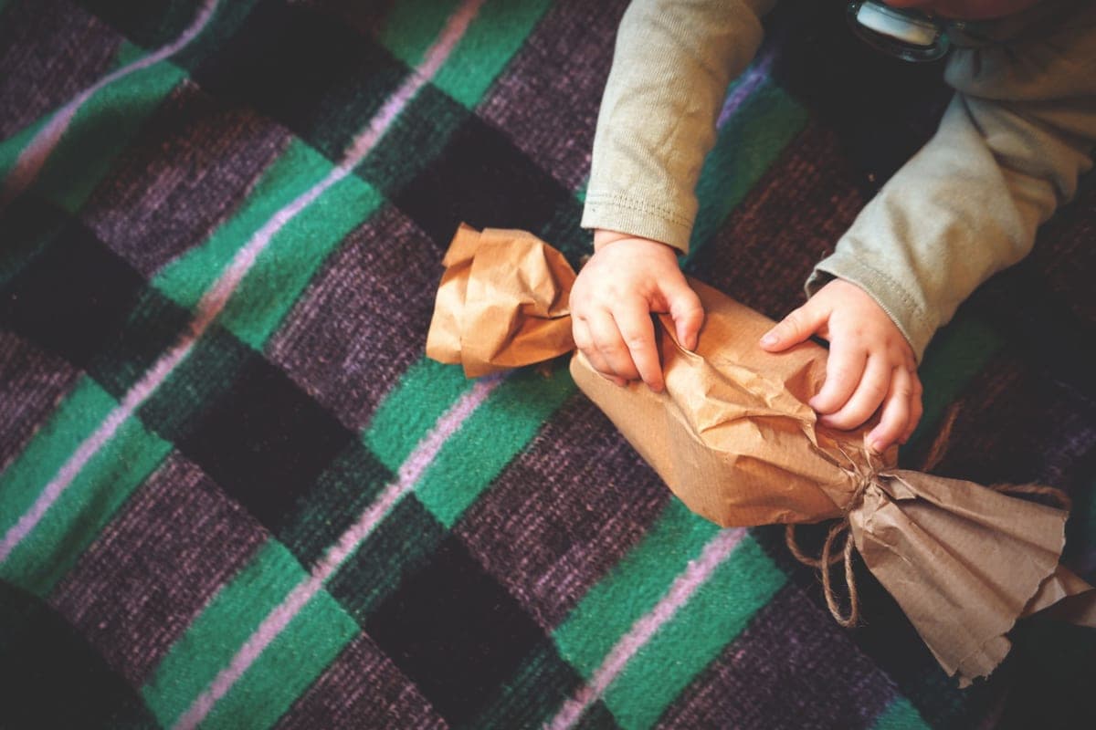A gift being unwrapped